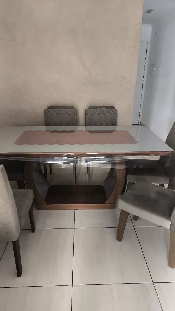 Mesa 6 cadeiras com tampo de vidro - Foto 3