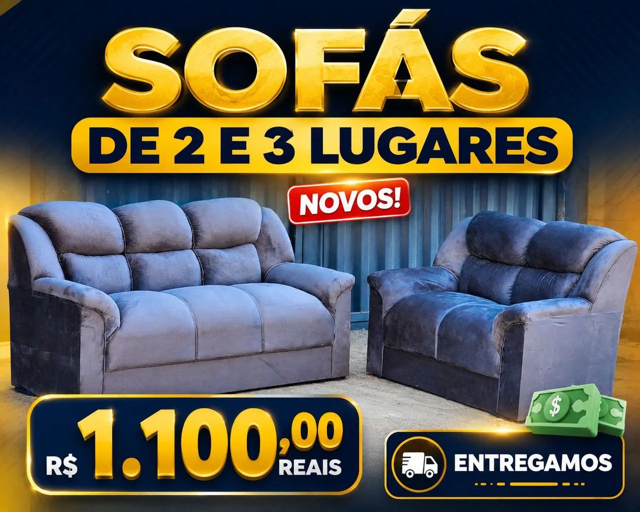 SOFÁS DE 2 E 3 LUGARES NOVOS 