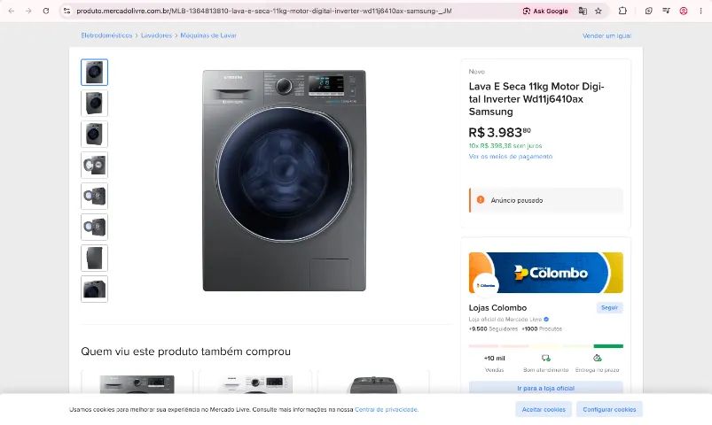 Máquina de lava e seca Samsung 