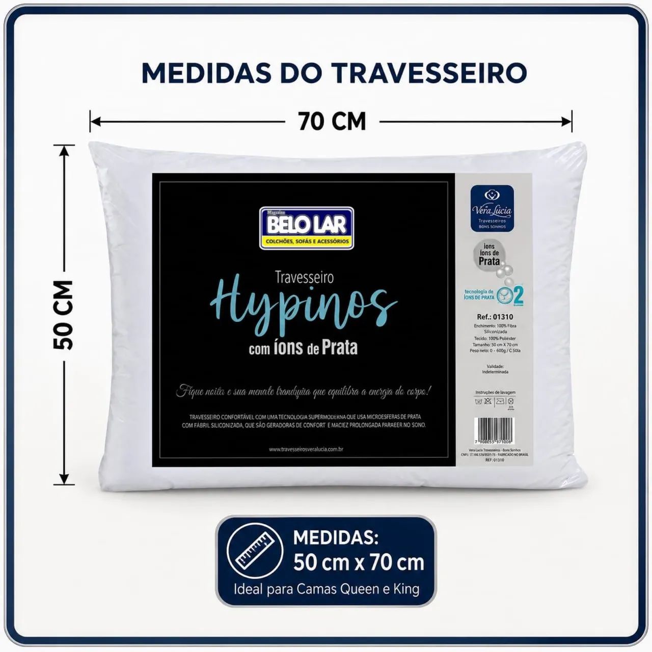 Travesseiro em malha com íons d e prata 