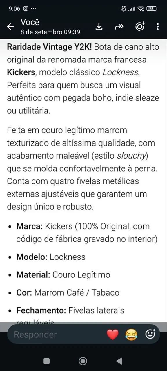 Bota importada raridade 