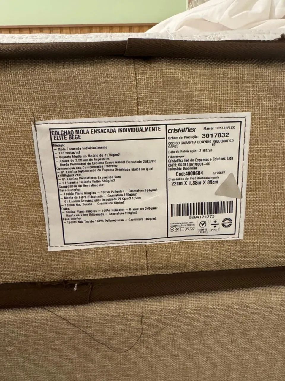 Cama Box Solteiro Cristalflex com Molas Ensacadas Sem Uso - Foto 3