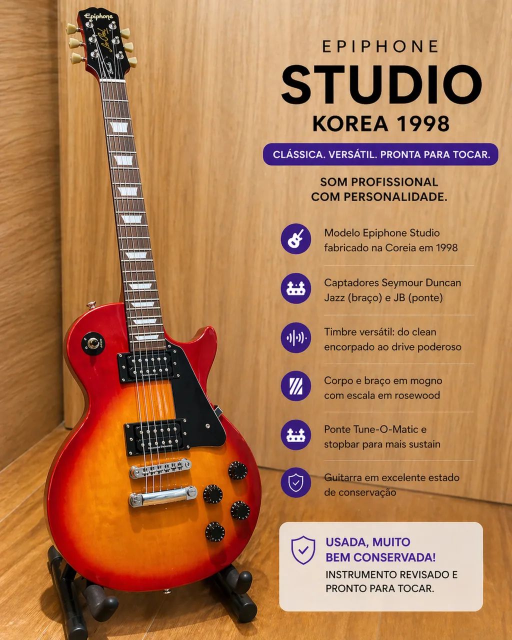 Epiphone Les Paul Korea 1998 + Seymour Duncan - Instrumentos Epiphone Les Paul Korea 1998 + Seymour Duncan - Instrumentos