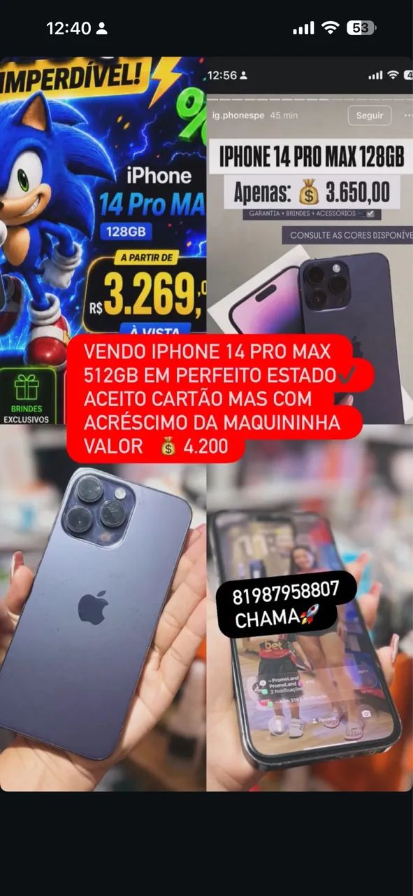 iPhone 14 Pro Max aceito cartão 