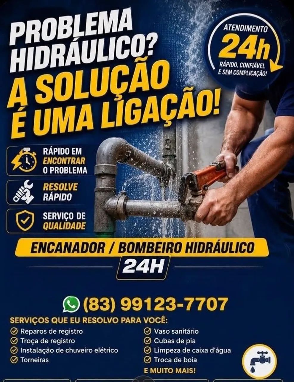Encanador #bombeiro hidráulico 24h 