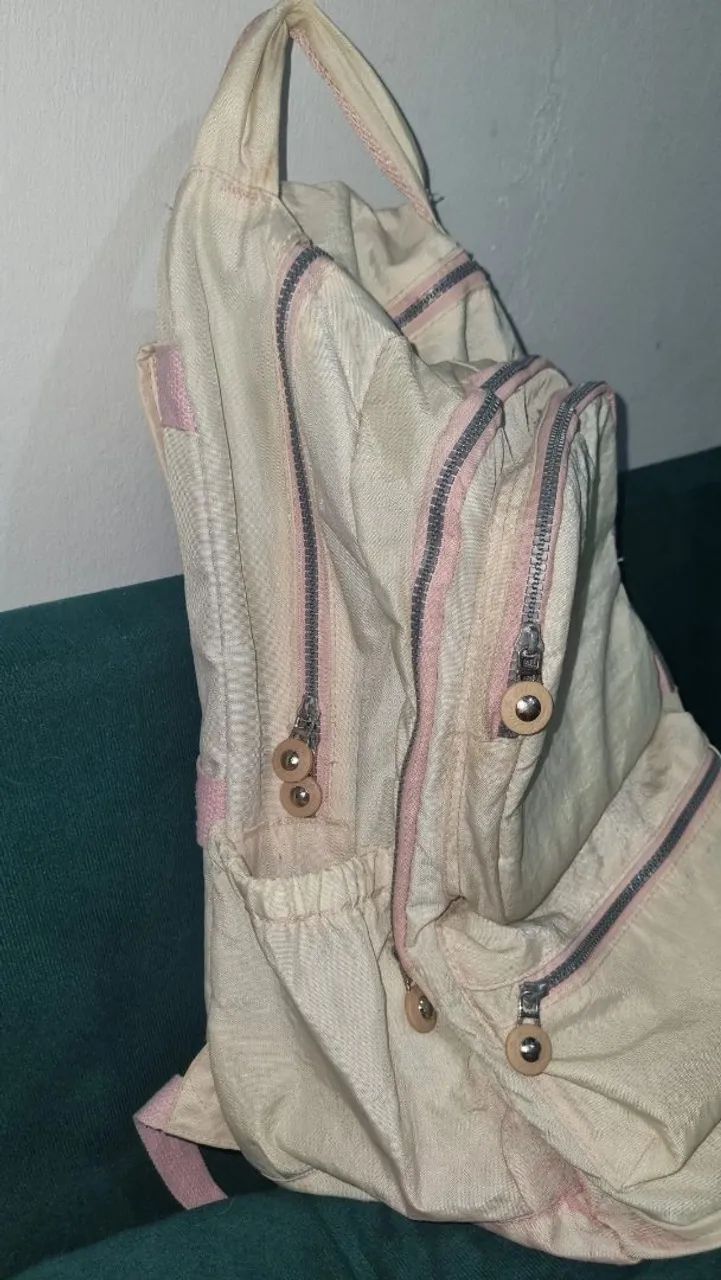 mochila Kipling de nylon bege/rosa.  - Foto 2