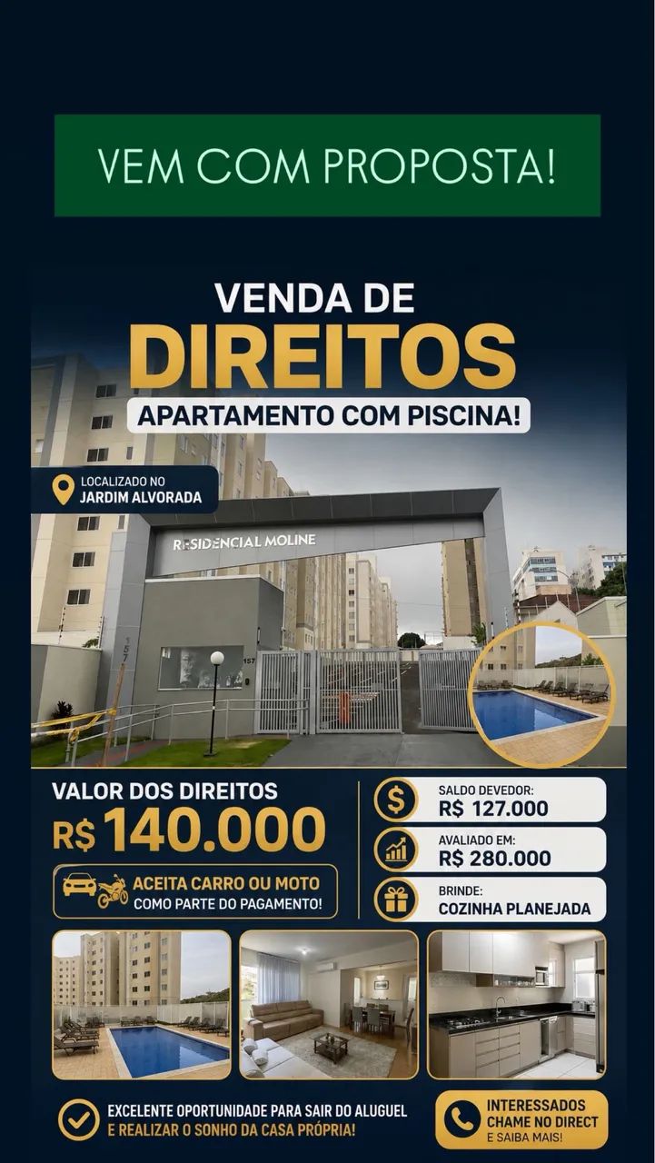 OPORTUNIDADE? DIREITOS DE APARTAMENTO NO JARDIM ALVORADA 