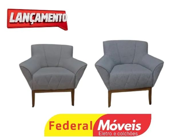 Poltrona no Linho Bege ou Cinza (Valor por unidade) - Mega Oferta!