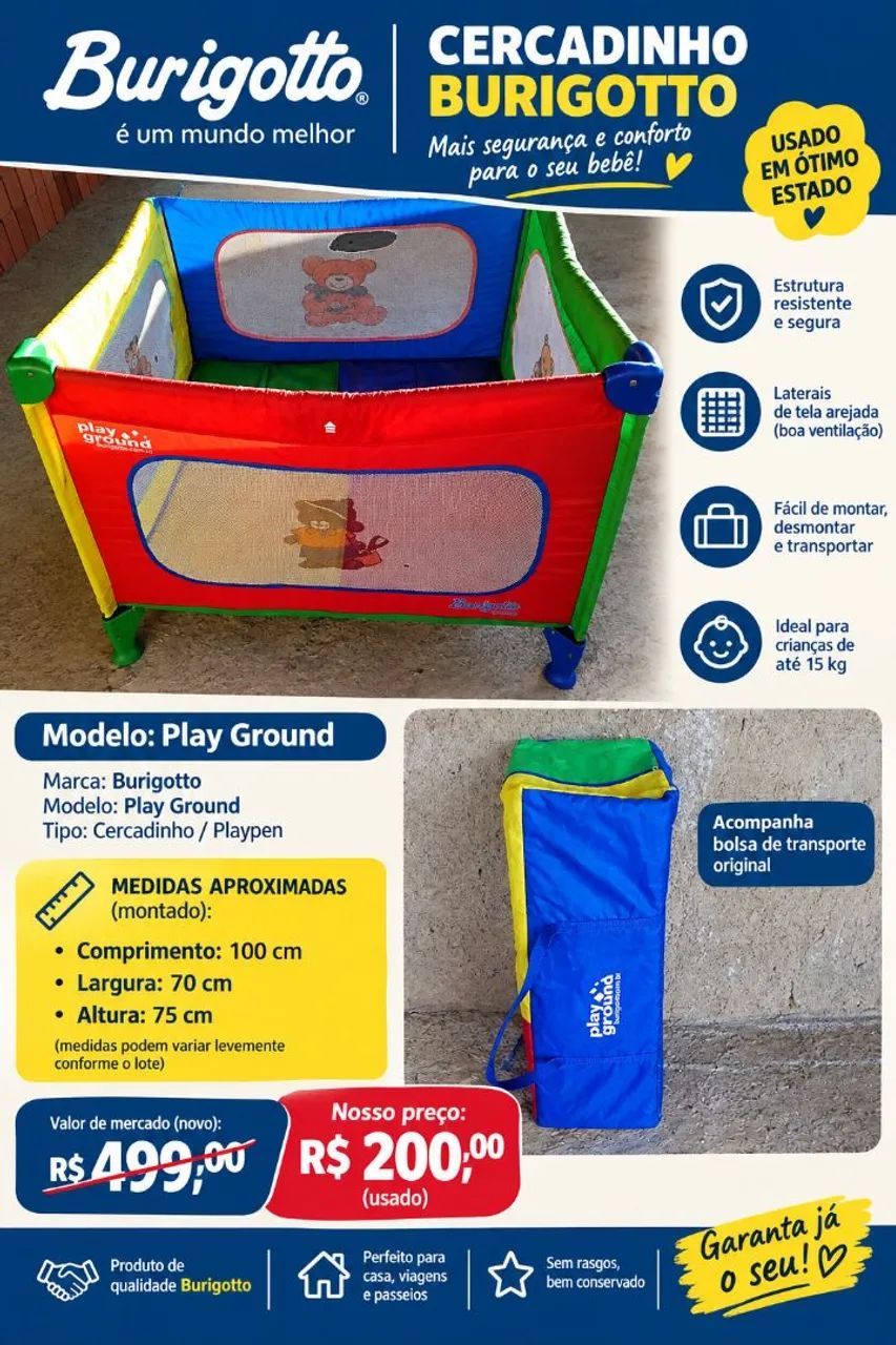 Cercadinho infantil burigotto 