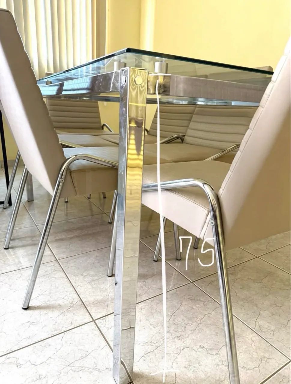 Mesa de jantar de vidro 6 cadeiras  - Foto 4