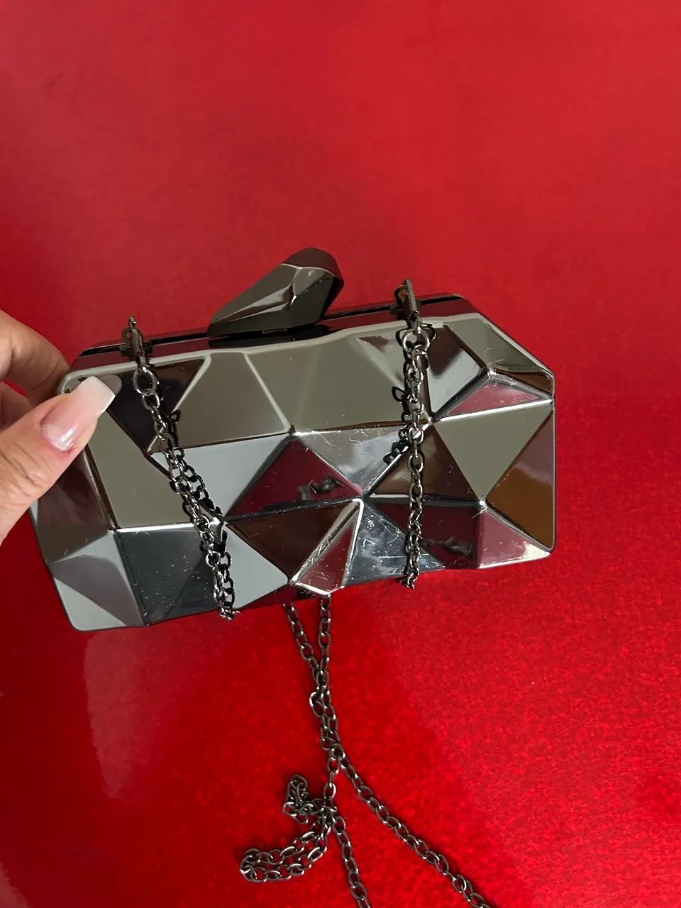 Bolsa clutch com acabamento em veludo - Foto 3