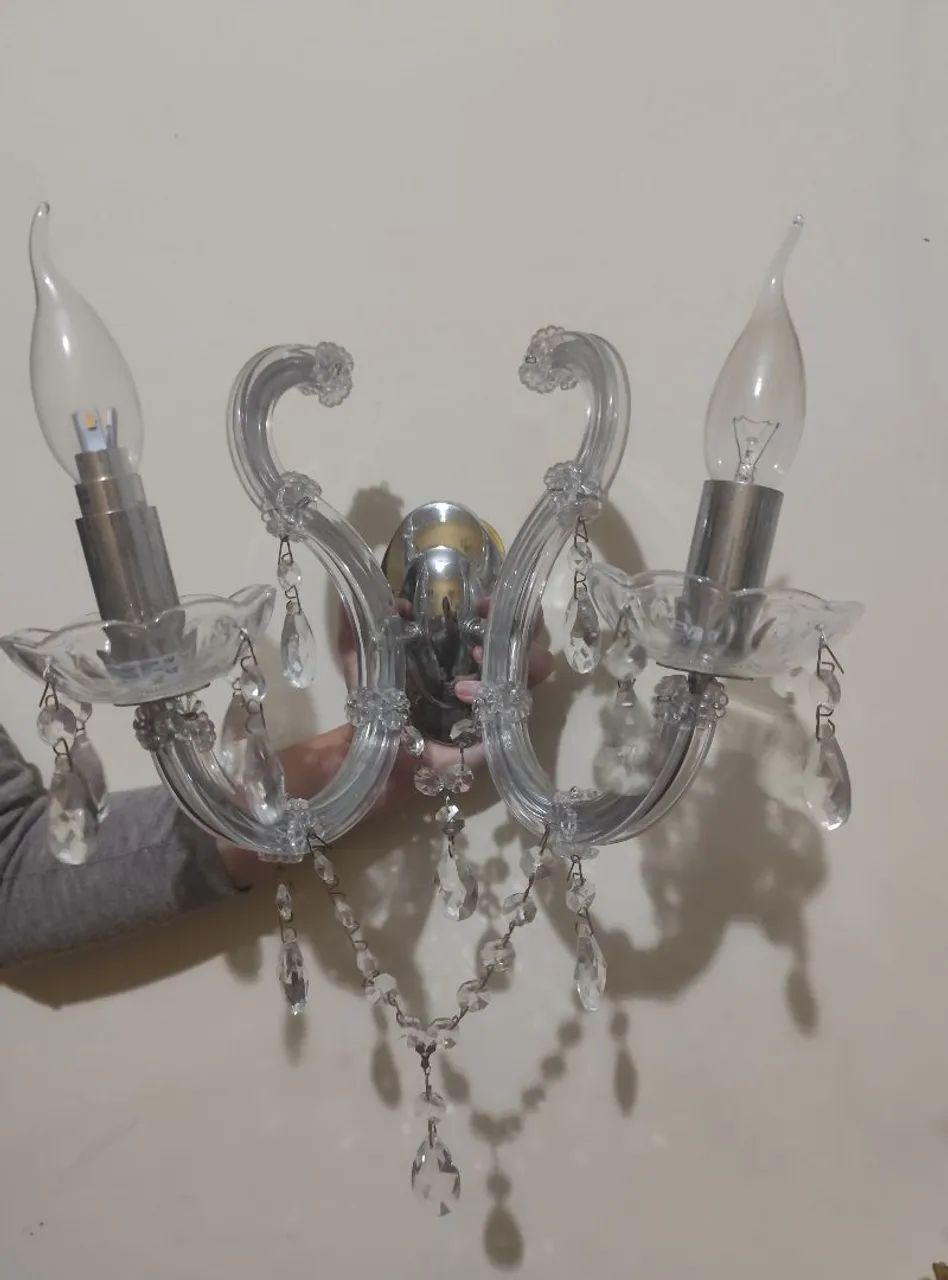 Arandela de vidro candelabro com dois braços estilo clássico  - Foto 2