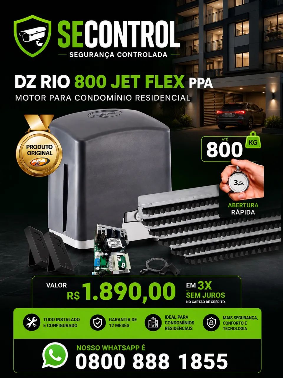 Motor portão eletrônico para condomínio residencial 