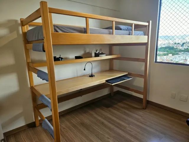 Cama Beliche Solteiro com Mesa ( Madeira Maciça ) - Foto 4