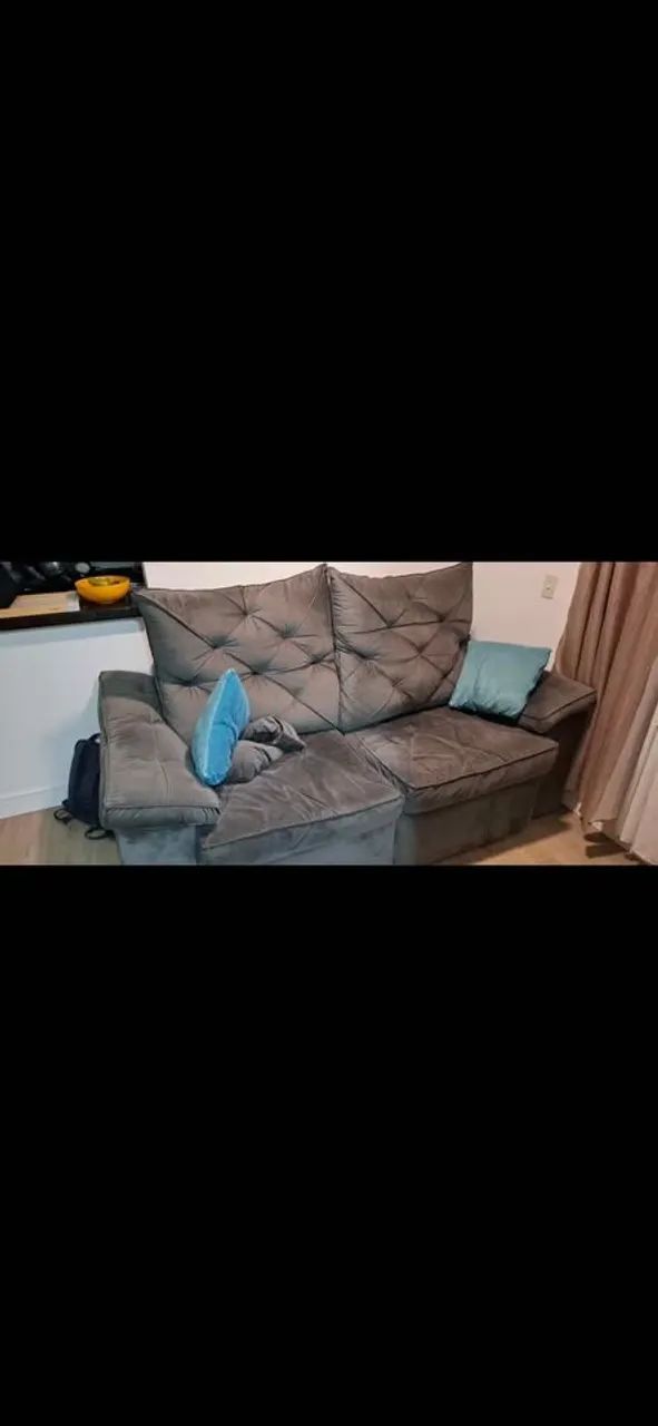  Sofá retrátil e inclinável cinza