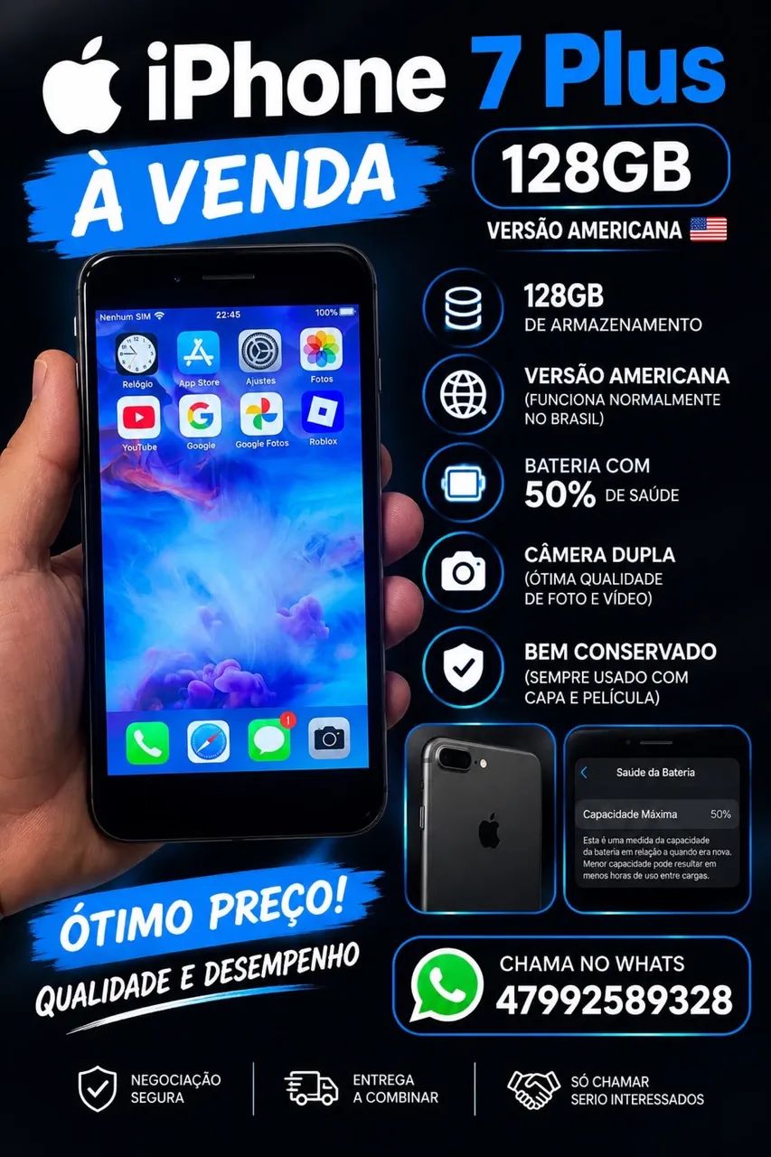 iPhone 7 Plus - Celulares e Smartphones - Fazenda, Itajaí