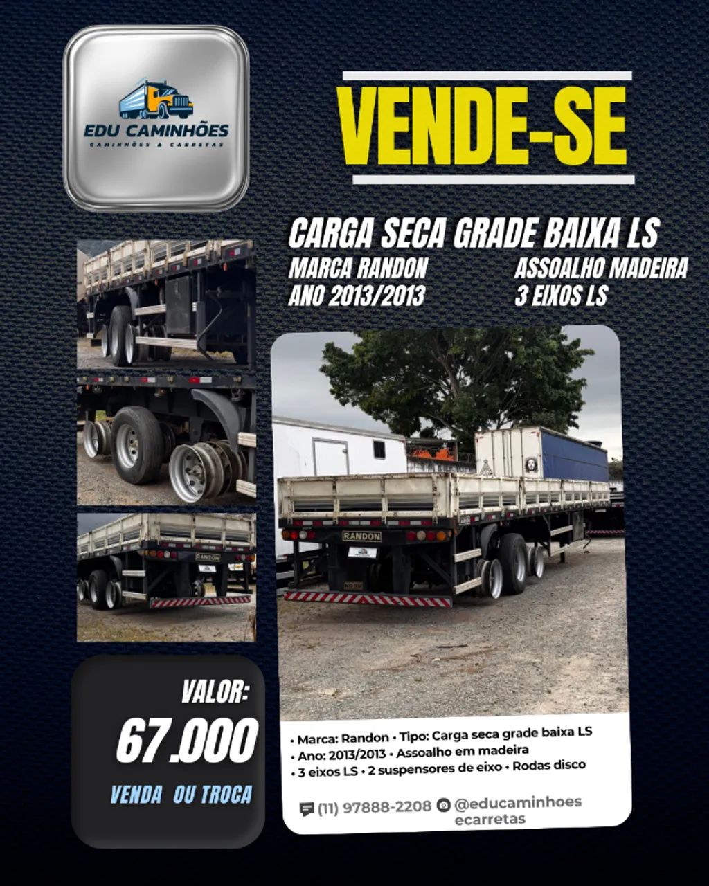 CARRETA CARGA SECA GRADE BAIXA LS RANDON - Foto 2