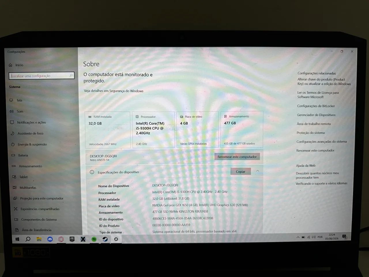 ACER NITRO 5 - 32 GB RAM - IMPERDÍVEL  - Foto 4