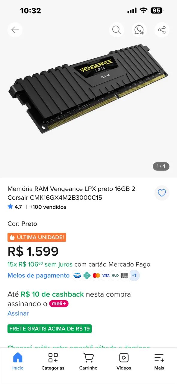 Memória RAM  DDR4 16GB - Foto 2