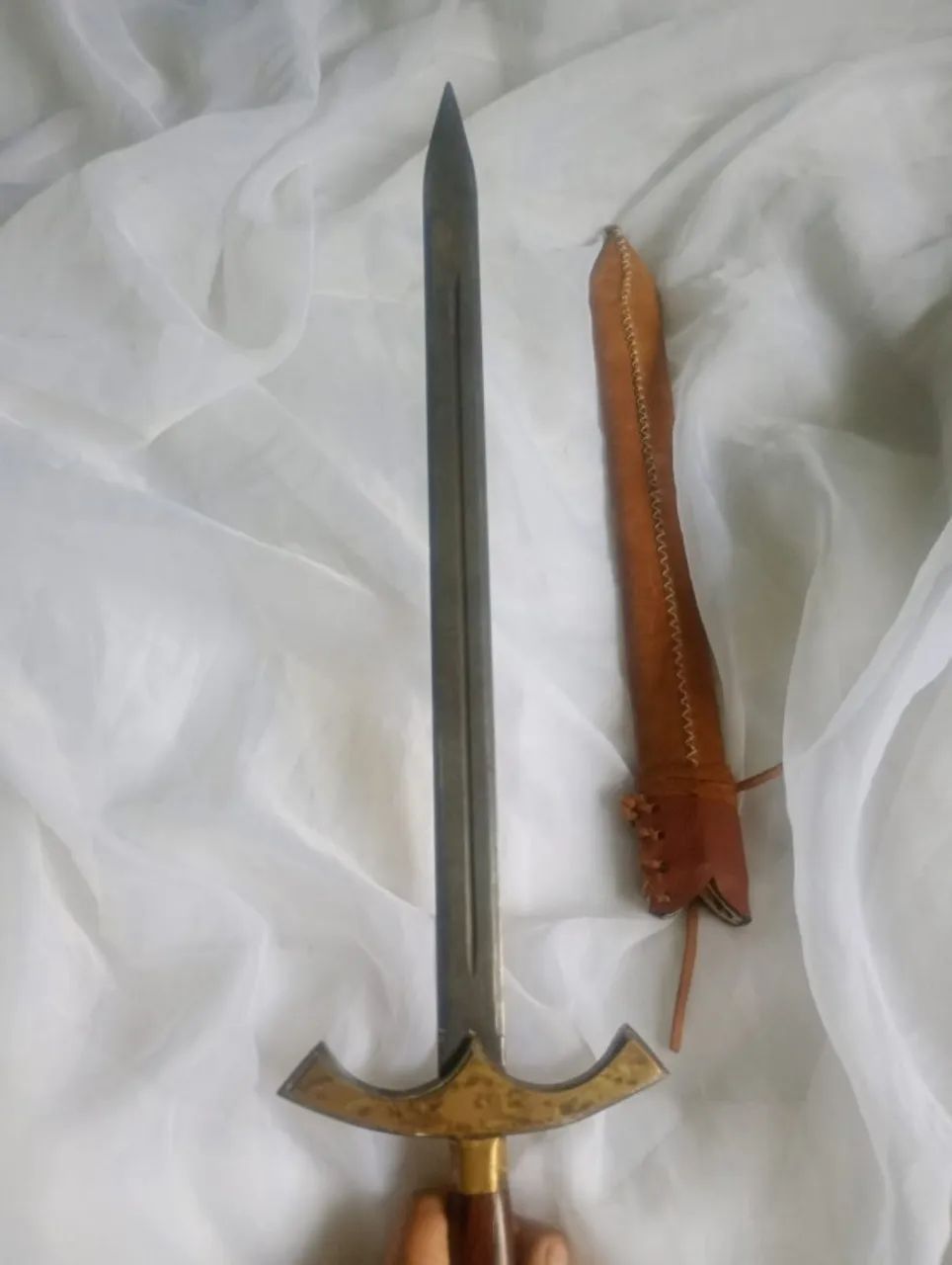 Espada / adaga medieval com bainha de couro  - Foto 4