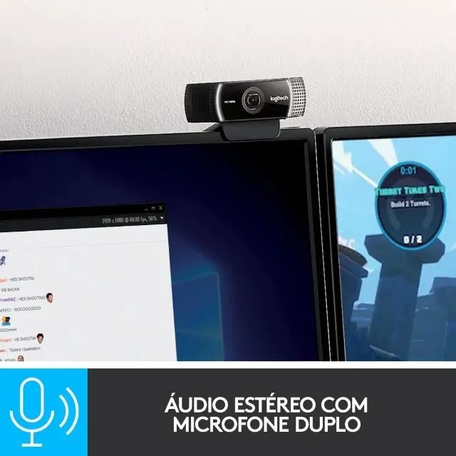 Câmera de transmissão Logitech C922 Pro Stream com microfone e suporte Pronta entrega - Foto 3