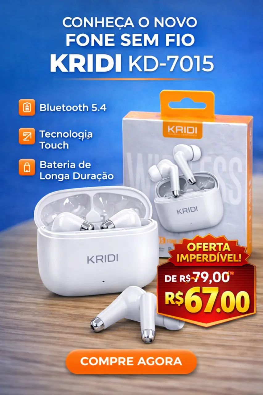 Fone Bluetooth 5.4 KD-7015 | Bateria 30h + Touch 