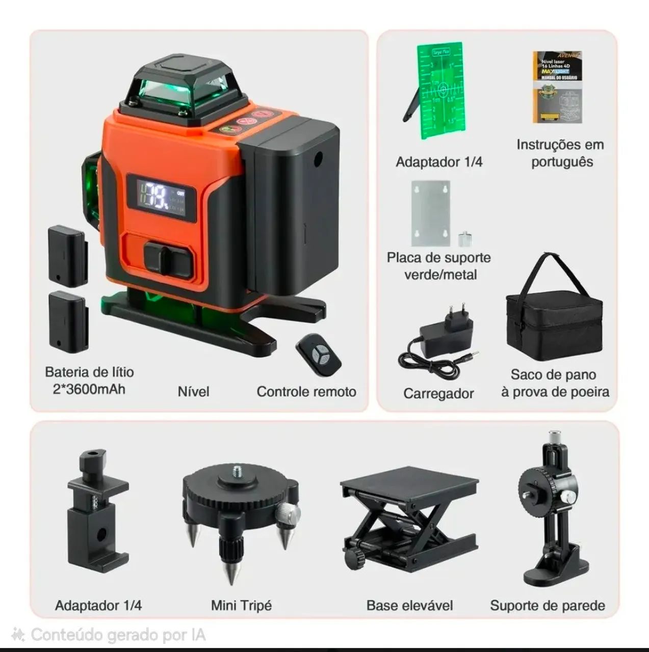 Nível Laser Verde 16 linhas novo - Foto 2