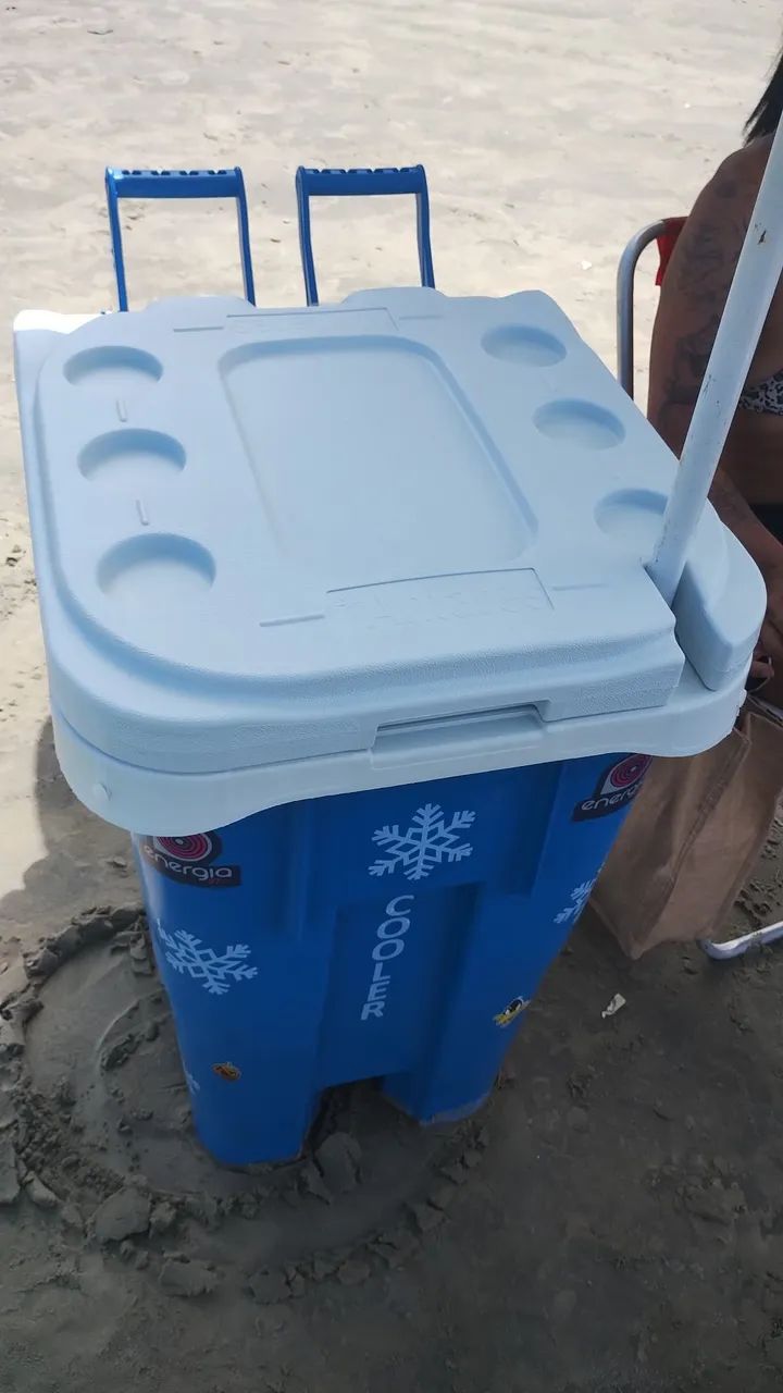 Carrinho Caixa Cooler Termico Com Rodas Antares 63 Litros