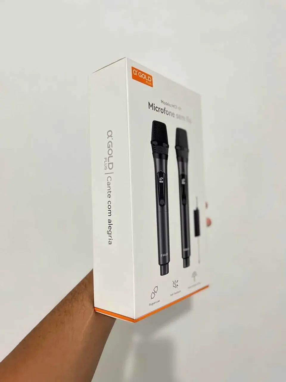 Microfone duplo sem fio recarregável