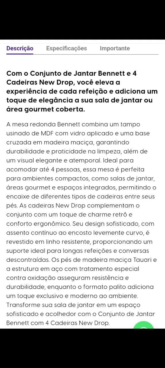 Mesa de jantar 4 cadeiras - Foto 3