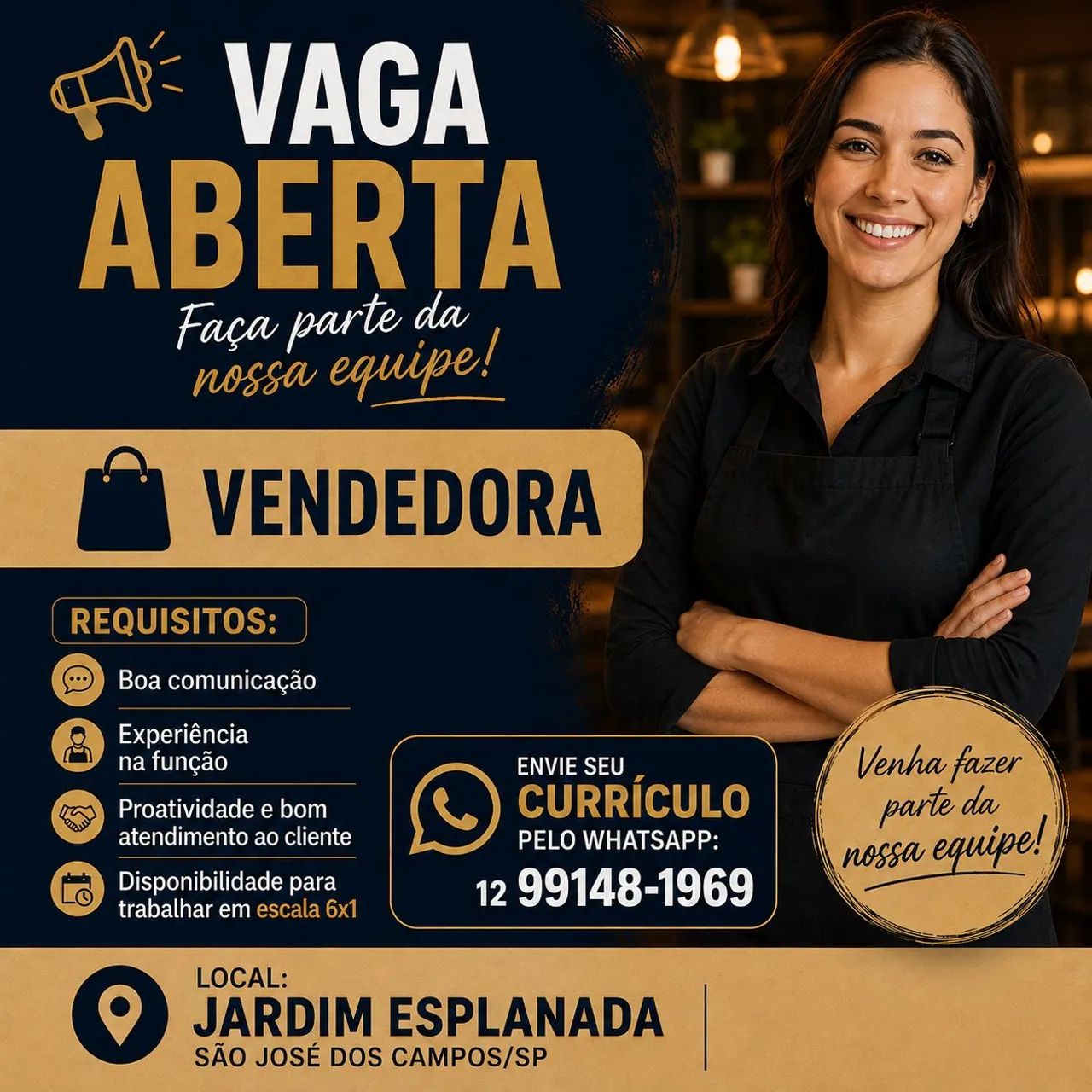Vaga para Vendedora