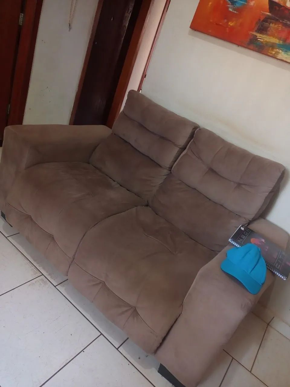 Vendo esse jogo de sofá de veludo sem rasgo sem avaria valor 450  reais  - Foto 3