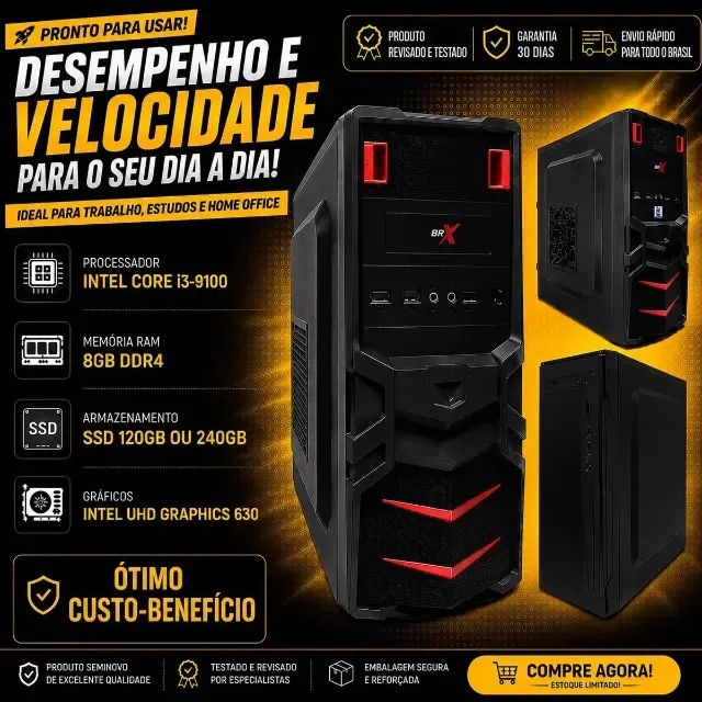 Computador Pc Intel Core I3 8gb Ddr4 Ssd 120gb (Usado) Usado Computador Pc Intel Core