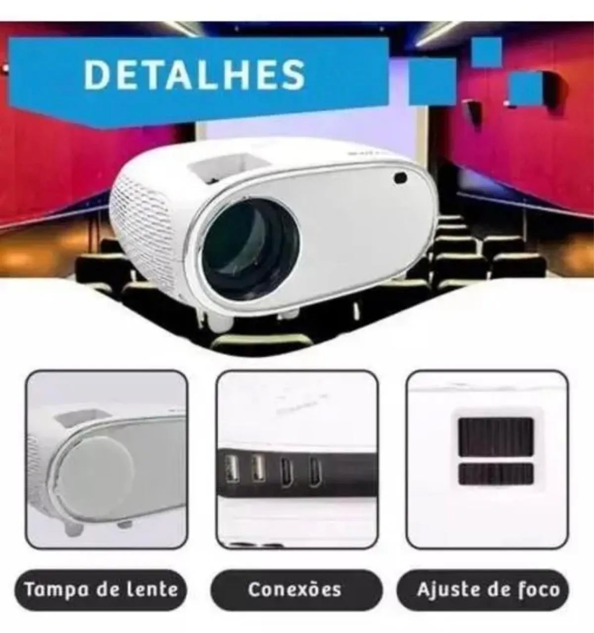 Projetor Multimídia 2800 Lumens + Tela de projeção 150 polegadas. - Foto 3