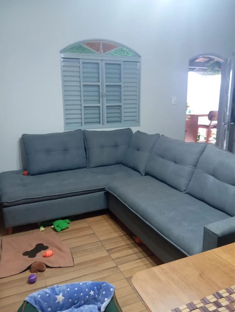 SOFÁ RETRÁTIL CINZA CHAPISCADO - Foto 3