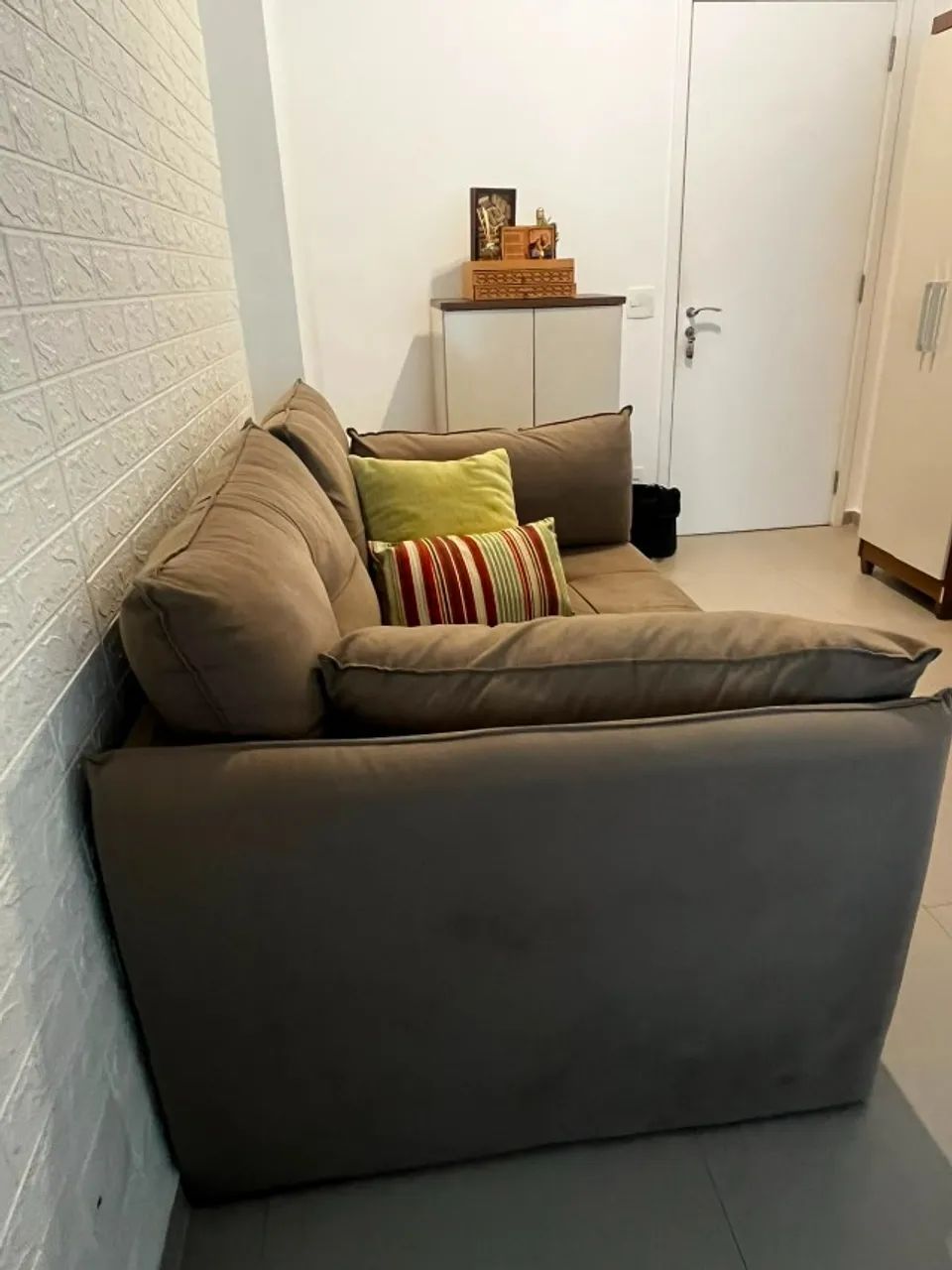  Sofá Cama Chaise Suede Caramelo - Pouco usado - Foto 3