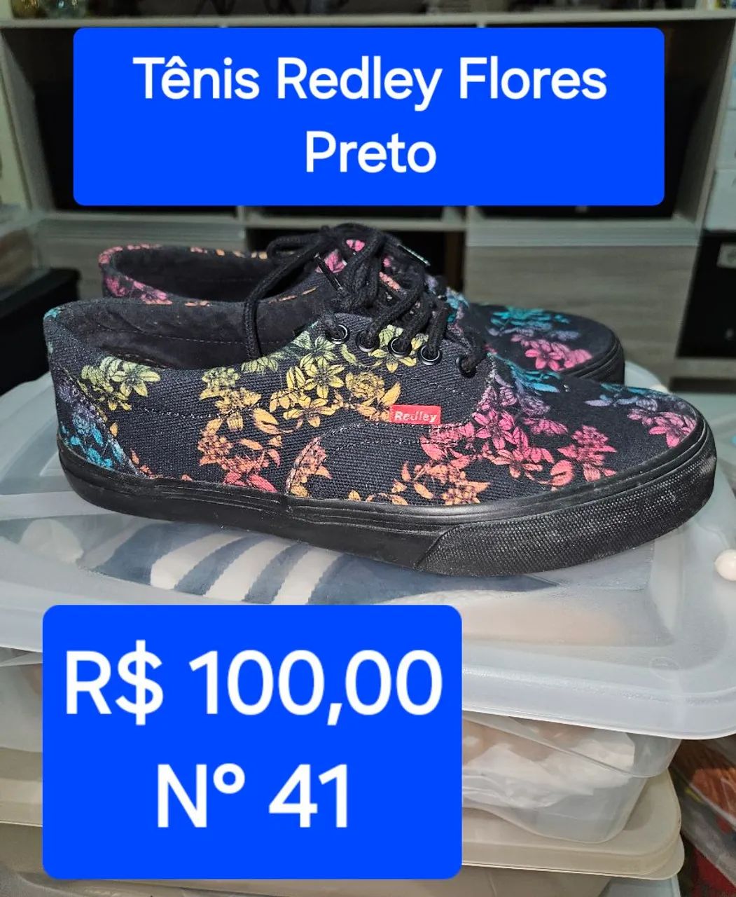 Tênis Redley Flores Preto