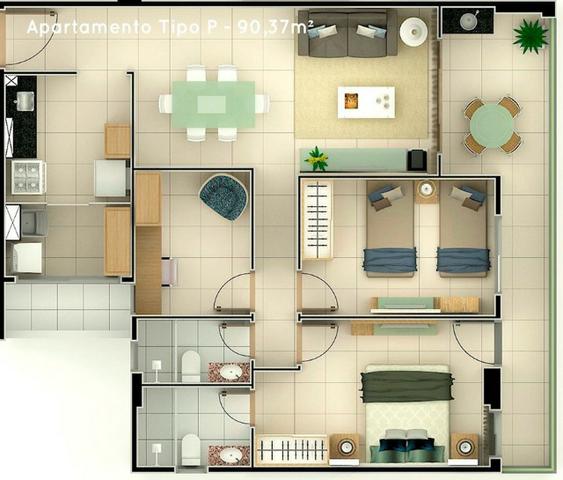 (ELI) Promoção no Papicu - Apartamento de 90,37m²- 3 Quartos - 2 Vagas - Lazer Completo - Foto 6