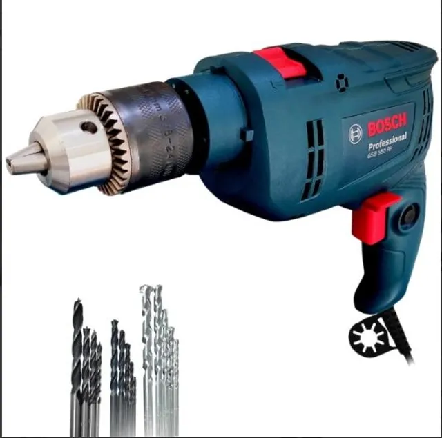R$ 399,90 Furadeira de Impacto Bosch GSB 550 550W 220V com 14 acessórios