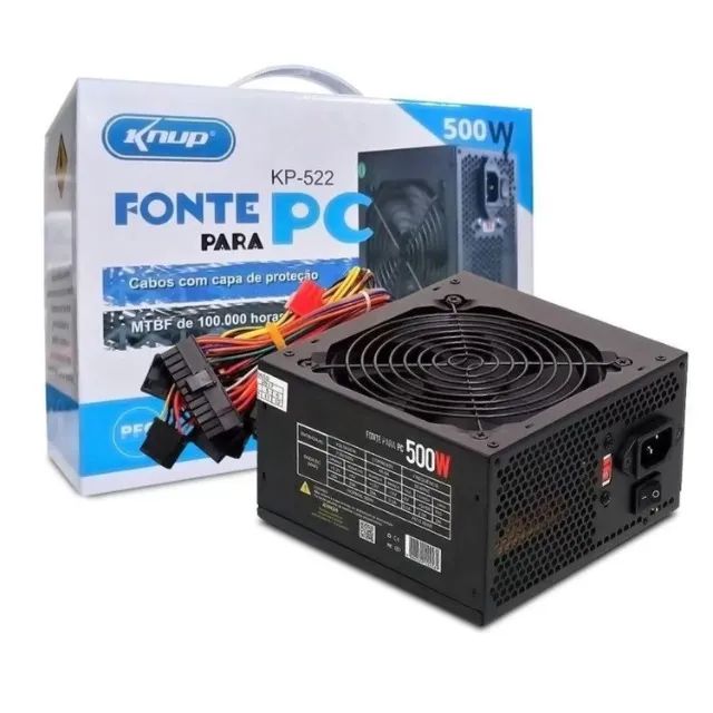Fonte de alimentação para PC Knup KP-522 500W preta 115V/230V