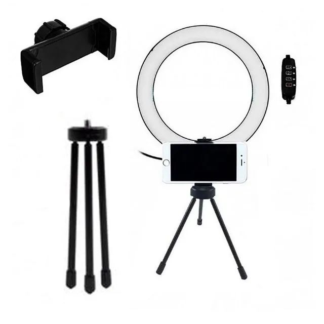 Luz Ring Light 16cm Tripé De Mesa Com Suporte Celular Gravar Vídeo - Foto 2