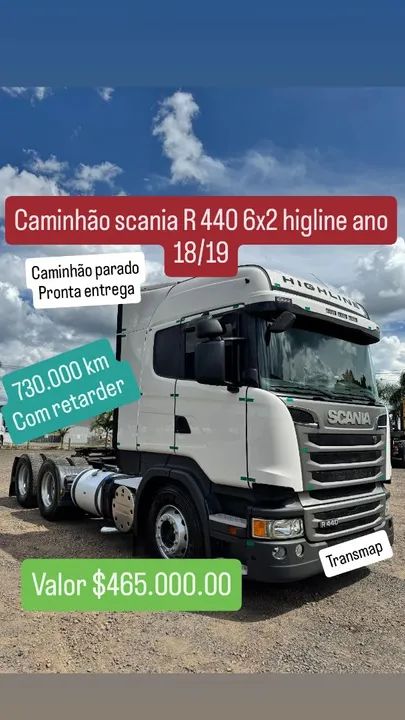 Caminhão Scania R 440 6x2 Highline 2018/2019