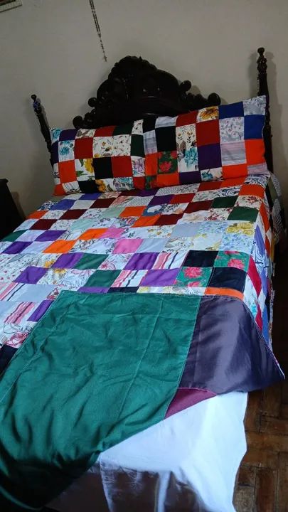 Colcha Casal Artesanal (2,50 x 2,40) + 2 capas de travesseiro - Foto 6