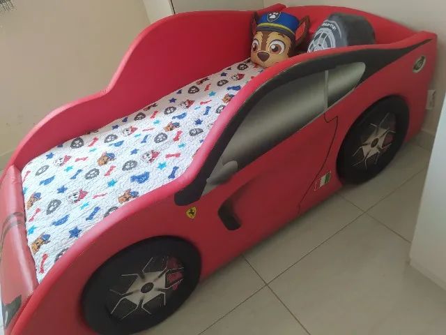 Cama Carro Ferrari Com Colchão Toda Estofada - Novinha