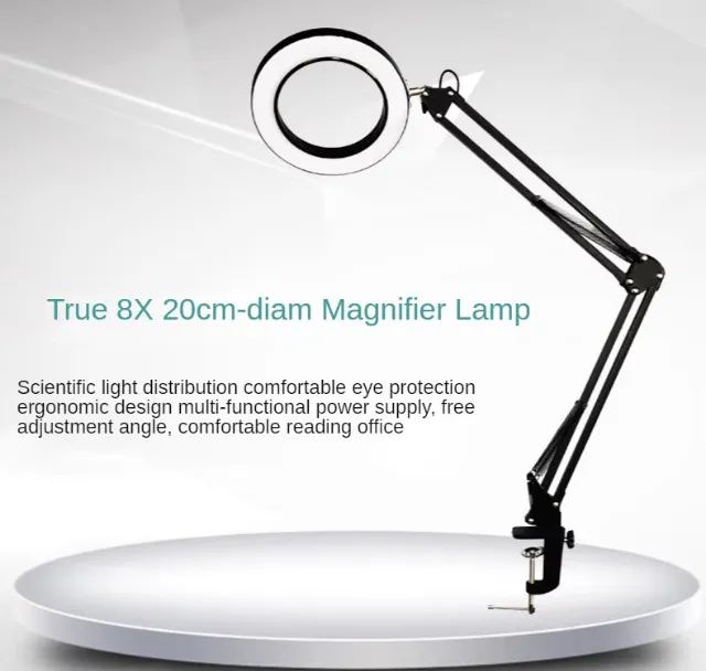 Lupa 200mm diam 120 led 8x lupa para a leitura estação de solda telefone com luz led supor