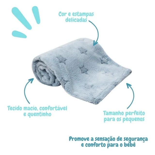 Cobertor Nova Mantinha Para Bebê Macio Manta Estrelinhas Buba