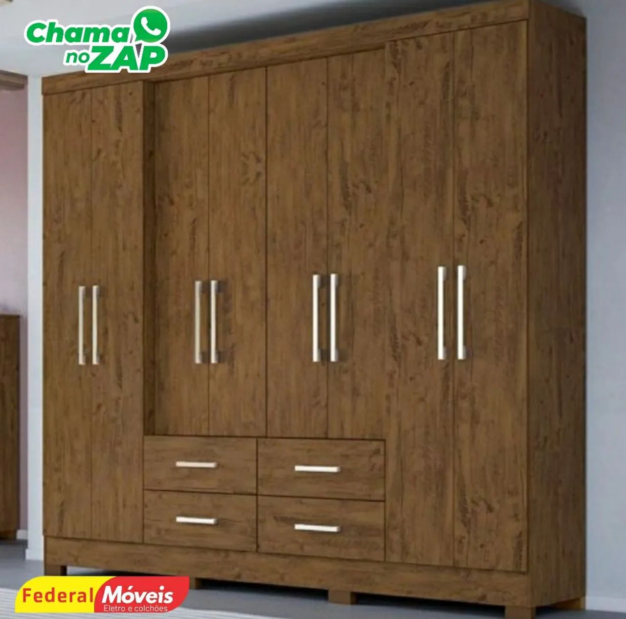 Guarda Roupa 8 Portas e 4 Gavetas Novo Pronta Entrega 