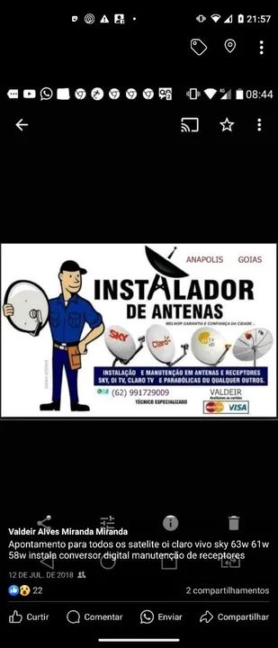 Instalação e apontamento de antena 