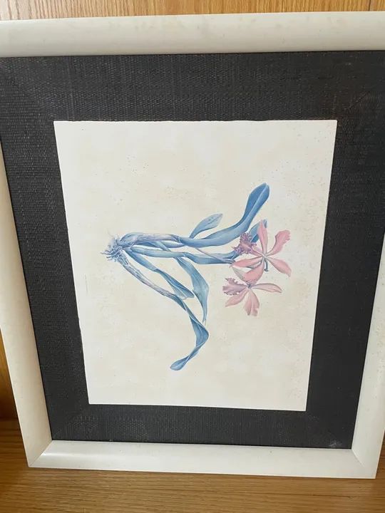 Quadro Decorativo com Flores impressa em madeira