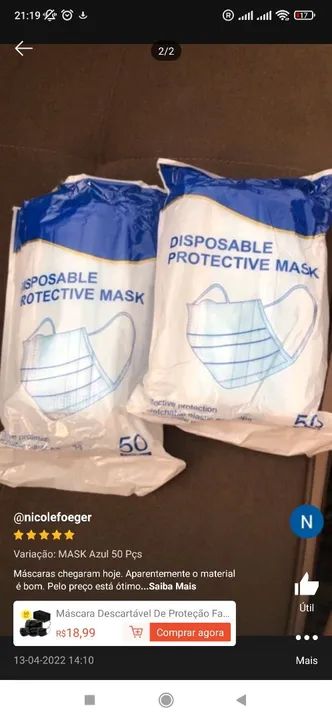 Máscaras descartáveis, preço por unidade - Black Friday - Presente de Natal